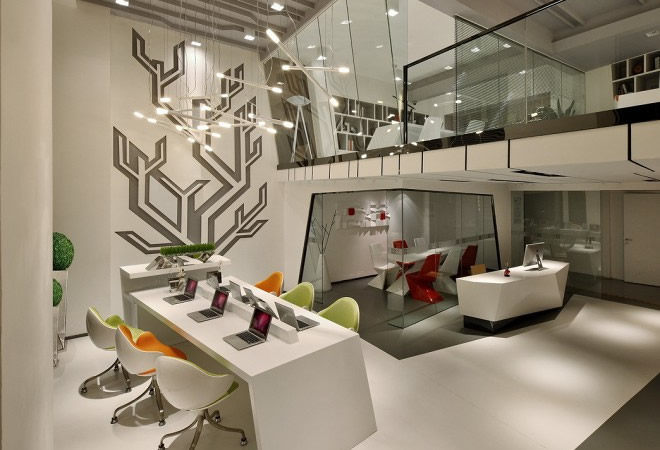 高端網絡科技辦公室-大廳整體效果圖