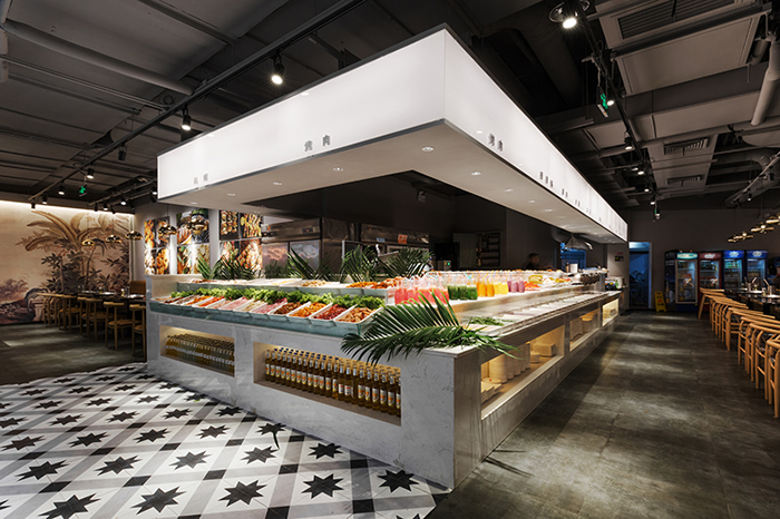 200平米自助烤肉店鋪，工作臺裝修效果