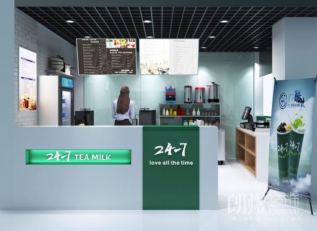 高顏值的奶茶店鋪門(mén)面效果圖