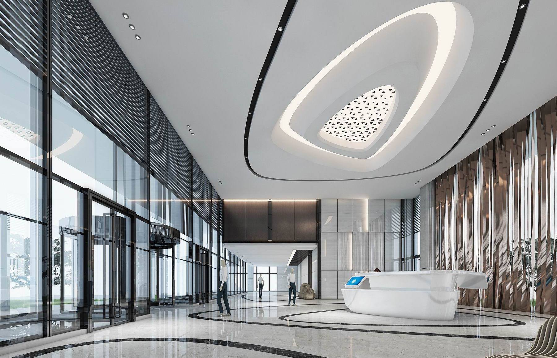 高清辦公樓接待大廳設(shè)計效果圖