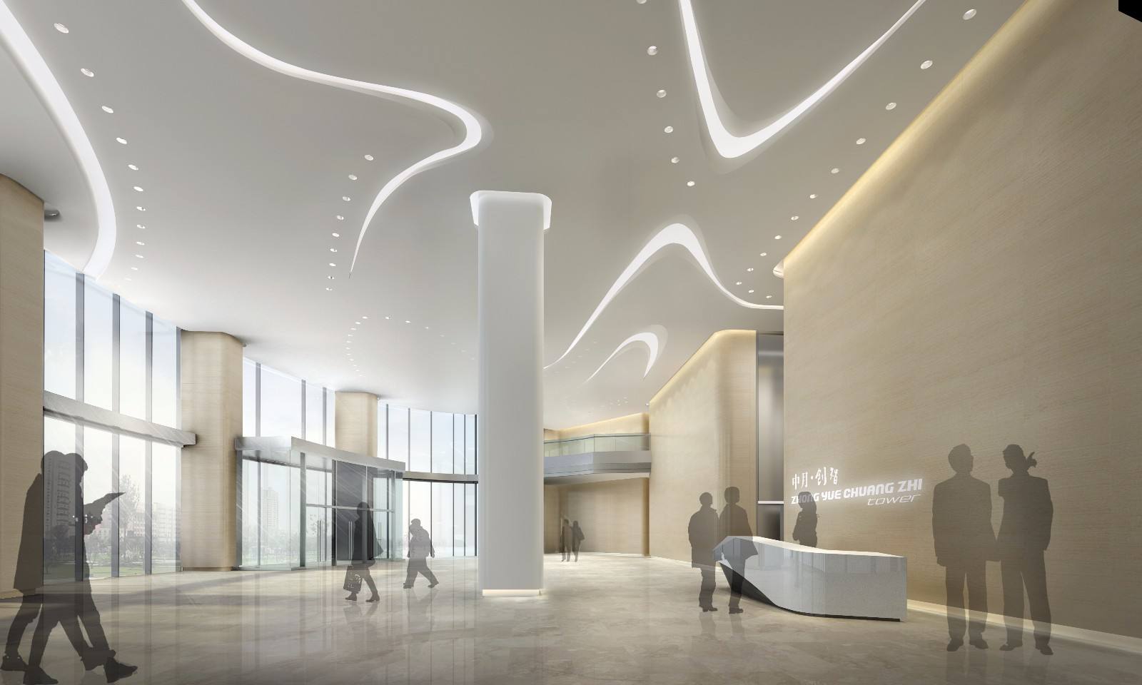 寫字樓接待大廳裝設(shè)計概念效果圖