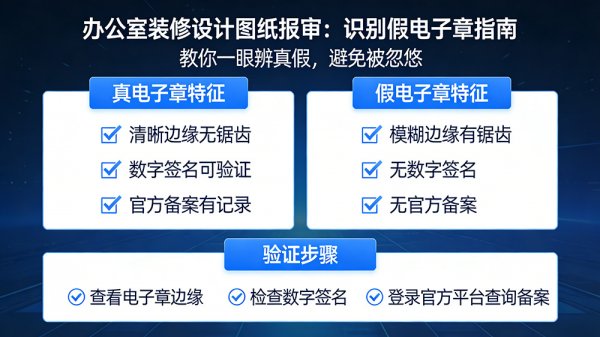 辦公室裝修設(shè)計(jì)圖紙報(bào)審注意了：教你一眼識別假電子章，避免