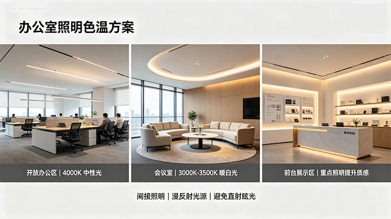 辦公室各燈光分區域色溫設計